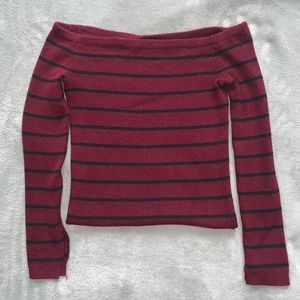 Off the shoulder ribbed sweater